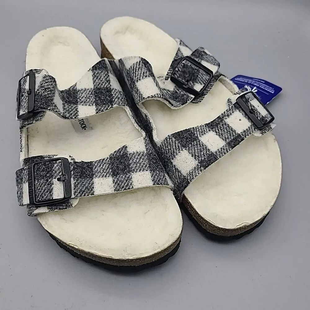 Birkenstock Arizona  Genuine Shearling Lined Sandal Plaid EU 43 US Mens 10 New